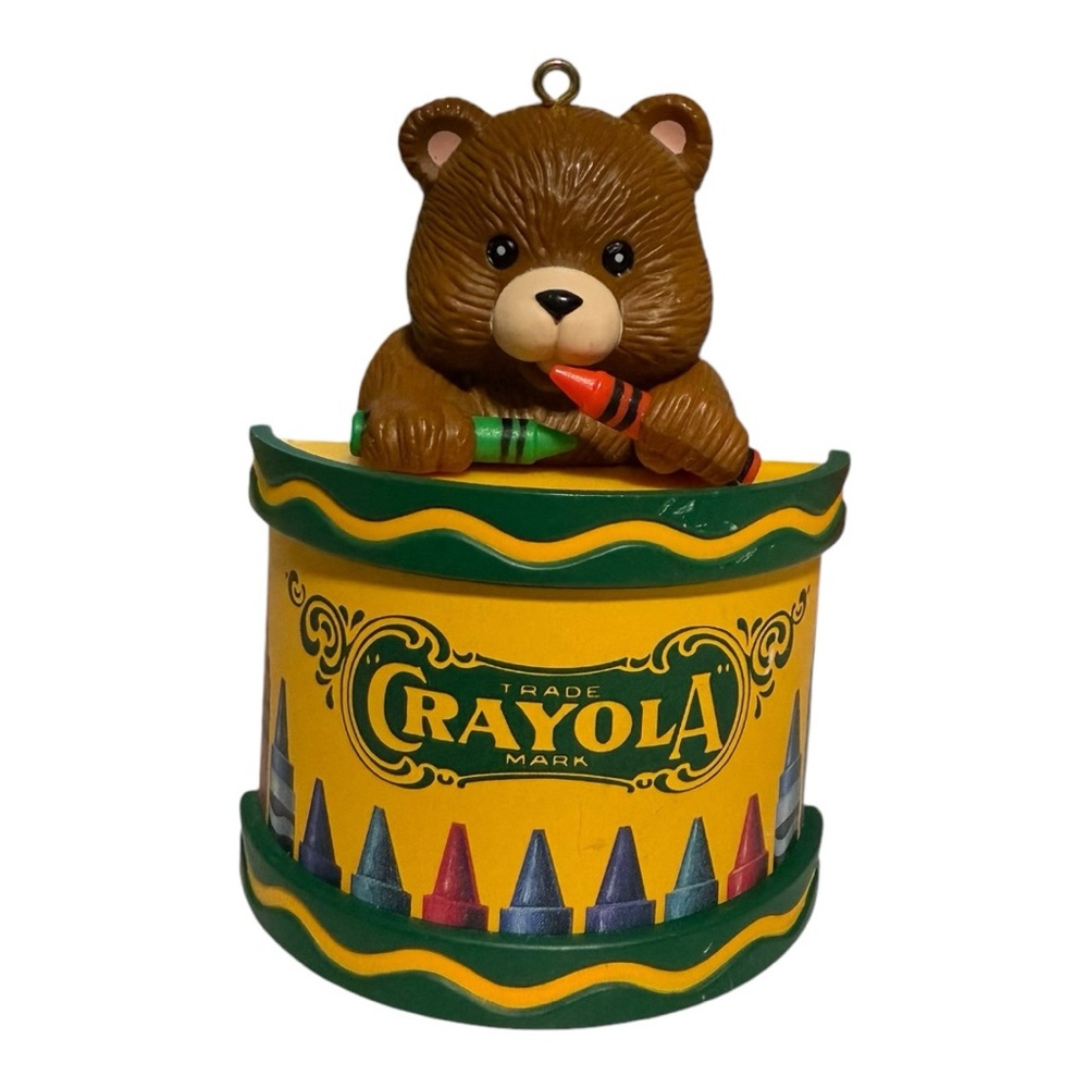 Crayola Teddy Bear Crayon Box Christmas Ornament by Binney & Smith Vintage 1992